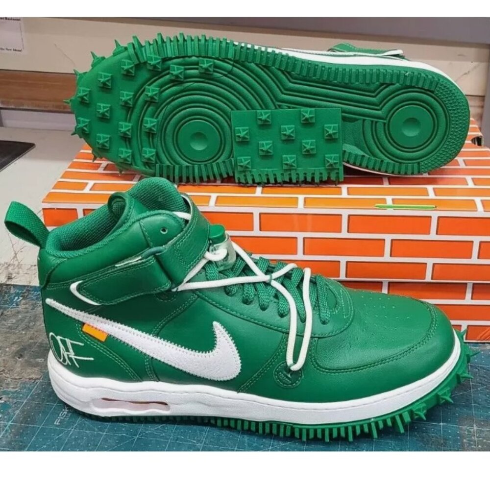 Nike Air Force 1 Mid SP Leather Pine Green/White Sneaker Shoes DR0500-300 Men's